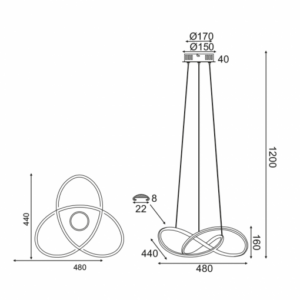 ACA DECOR Κρεμαστό Φωτιστικό LED 48w 2880lm 3000k σε Xρώμιο – HM92LEDP48CH