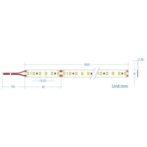 LED Ταινία 9.6W 24V CUBALUX Dimmable 883lm/m Αδιάβροχη IP65 Θερμό 2700K 5 Μέτρα CL50-0108