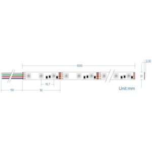 LED Ταινία 14.4W 12V CUBALUX Dimmable  Αδιάβροχη IP65 RGB Πολύχρωμη 5 Μέτρα CL50-0046