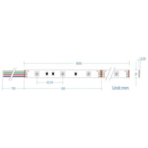 LED Ταινία 7.2W 12V CUBALUX Dimmable RGB Πολύχρωμη 5 Μέτρα CL50-0027