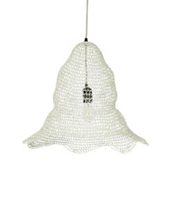 GloboStar® KENTUCKY 01889 Vintage Κρεμαστό Φωτιστικό Πλέγμα Μονόφωτο 1 x E27 IP20 Λευκό Μέταλλο – Μ50 x Π50 x Υ48cm