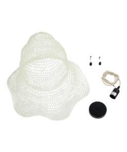 GloboStar® KENTUCKY 01889 Vintage Κρεμαστό Φωτιστικό Πλέγμα Μονόφωτο 1 x E27 IP20 Λευκό Μέταλλο – Μ50 x Π50 x Υ48cm