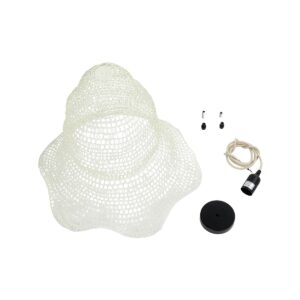 GloboStar® KENTUCKY 01889 Vintage Κρεμαστό Φωτιστικό Πλέγμα Μονόφωτο 1 x E27 IP20 Λευκό Μέταλλο – Μ50 x Π50 x Υ48cm