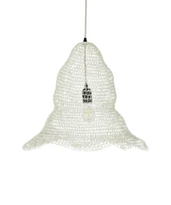 GloboStar® KENTUCKY 01889 Vintage Κρεμαστό Φωτιστικό Πλέγμα Μονόφωτο 1 x E27 IP20 Λευκό Μέταλλο – Μ50 x Π50 x Υ48cm