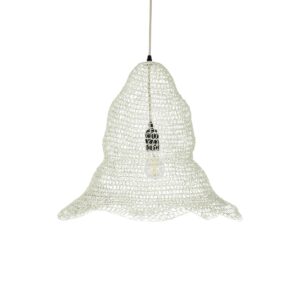 GloboStar® KENTUCKY 01889 Vintage Κρεμαστό Φωτιστικό Πλέγμα Μονόφωτο 1 x E27 IP20 Λευκό Μέταλλο – Μ50 x Π50 x Υ48cm