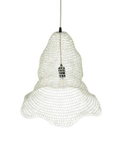 GloboStar® KENTUCKY 01889 Vintage Κρεμαστό Φωτιστικό Πλέγμα Μονόφωτο 1 x E27 IP20 Λευκό Μέταλλο – Μ50 x Π50 x Υ48cm