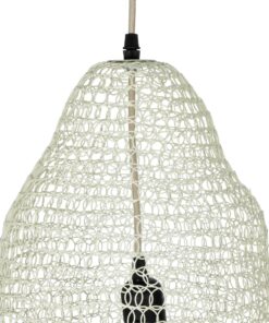 GloboStar® KENTUCKY 01889 Vintage Κρεμαστό Φωτιστικό Πλέγμα Μονόφωτο 1 x E27 IP20 Λευκό Μέταλλο – Μ50 x Π50 x Υ48cm