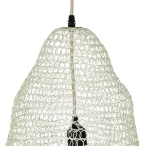 GloboStar® KENTUCKY 01889 Vintage Κρεμαστό Φωτιστικό Πλέγμα Μονόφωτο 1 x E27 IP20 Λευκό Μέταλλο – Μ50 x Π50 x Υ48cm