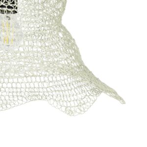 GloboStar® KENTUCKY 01889 Vintage Κρεμαστό Φωτιστικό Πλέγμα Μονόφωτο 1 x E27 IP20 Λευκό Μέταλλο – Μ50 x Π50 x Υ48cm