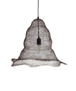 GloboStar® KENTUCKY 01890 Vintage Κρεμαστό Φωτιστικό Πλέγμα Μονόφωτο 1 x E27 IP20 Καφέ Μέταλλο – Μ50 x Π50 x Υ48cm