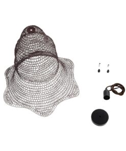 GloboStar® KENTUCKY 01890 Vintage Κρεμαστό Φωτιστικό Πλέγμα Μονόφωτο 1 x E27 IP20 Καφέ Μέταλλο – Μ50 x Π50 x Υ48cm