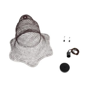 GloboStar® KENTUCKY 01890 Vintage Κρεμαστό Φωτιστικό Πλέγμα Μονόφωτο 1 x E27 IP20 Καφέ Μέταλλο – Μ50 x Π50 x Υ48cm