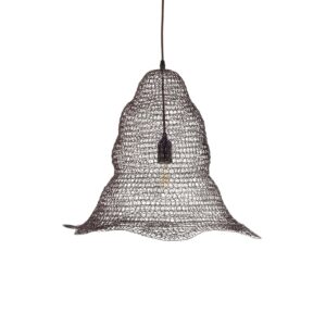 GloboStar® KENTUCKY 01890 Vintage Κρεμαστό Φωτιστικό Πλέγμα Μονόφωτο 1 x E27 IP20 Καφέ Μέταλλο – Μ50 x Π50 x Υ48cm