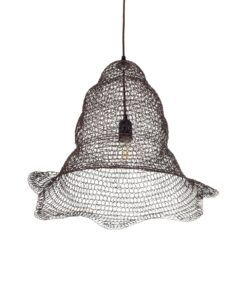 GloboStar® KENTUCKY 01890 Vintage Κρεμαστό Φωτιστικό Πλέγμα Μονόφωτο 1 x E27 IP20 Καφέ Μέταλλο – Μ50 x Π50 x Υ48cm