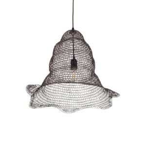 GloboStar® KENTUCKY 01890 Vintage Κρεμαστό Φωτιστικό Πλέγμα Μονόφωτο 1 x E27 IP20 Καφέ Μέταλλο – Μ50 x Π50 x Υ48cm