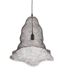 GloboStar® KENTUCKY 01890 Vintage Κρεμαστό Φωτιστικό Πλέγμα Μονόφωτο 1 x E27 IP20 Καφέ Μέταλλο – Μ50 x Π50 x Υ48cm