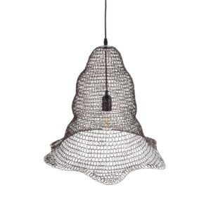 GloboStar® KENTUCKY 01890 Vintage Κρεμαστό Φωτιστικό Πλέγμα Μονόφωτο 1 x E27 IP20 Καφέ Μέταλλο – Μ50 x Π50 x Υ48cm