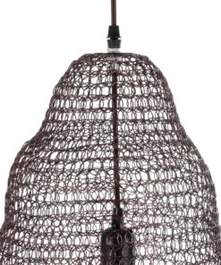 GloboStar® KENTUCKY 01890 Vintage Κρεμαστό Φωτιστικό Πλέγμα Μονόφωτο 1 x E27 IP20 Καφέ Μέταλλο – Μ50 x Π50 x Υ48cm