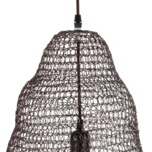 GloboStar® KENTUCKY 01890 Vintage Κρεμαστό Φωτιστικό Πλέγμα Μονόφωτο 1 x E27 IP20 Καφέ Μέταλλο – Μ50 x Π50 x Υ48cm