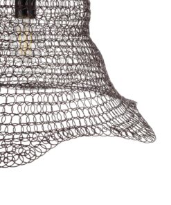 GloboStar® KENTUCKY 01890 Vintage Κρεμαστό Φωτιστικό Πλέγμα Μονόφωτο 1 x E27 IP20 Καφέ Μέταλλο – Μ50 x Π50 x Υ48cm