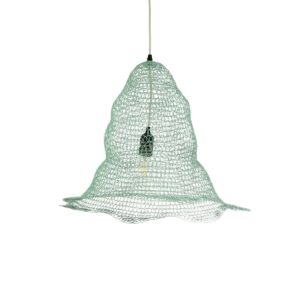 GloboStar® KENTUCKY 01891 Vintage Κρεμαστό Φωτιστικό Πλέγμα Μονόφωτο 1 x E27 IP20 Τιρκουάζ Μέταλλο – Μ50 x Π50 x Υ48cm