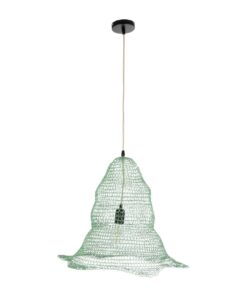 GloboStar® KENTUCKY 01891 Vintage Κρεμαστό Φωτιστικό Πλέγμα Μονόφωτο 1 x E27 IP20 Τιρκουάζ Μέταλλο – Μ50 x Π50 x Υ48cm