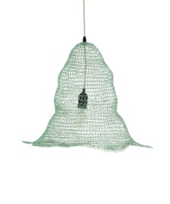 GloboStar® KENTUCKY 01891 Vintage Κρεμαστό Φωτιστικό Πλέγμα Μονόφωτο 1 x E27 IP20 Τιρκουάζ Μέταλλο – Μ50 x Π50 x Υ48cm