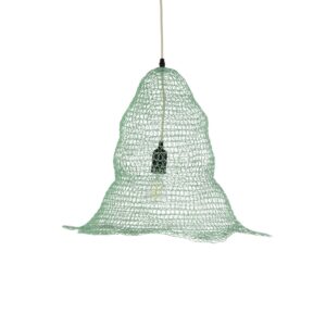 GloboStar® KENTUCKY 01891 Vintage Κρεμαστό Φωτιστικό Πλέγμα Μονόφωτο 1 x E27 IP20 Τιρκουάζ Μέταλλο – Μ50 x Π50 x Υ48cm