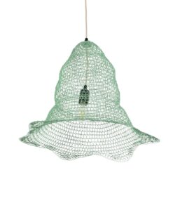 GloboStar® KENTUCKY 01891 Vintage Κρεμαστό Φωτιστικό Πλέγμα Μονόφωτο 1 x E27 IP20 Τιρκουάζ Μέταλλο – Μ50 x Π50 x Υ48cm