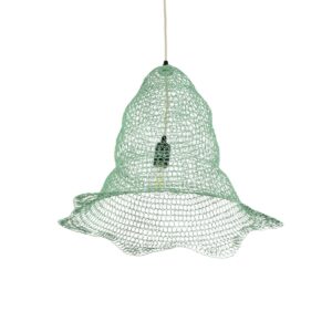 GloboStar® KENTUCKY 01891 Vintage Κρεμαστό Φωτιστικό Πλέγμα Μονόφωτο 1 x E27 IP20 Τιρκουάζ Μέταλλο – Μ50 x Π50 x Υ48cm