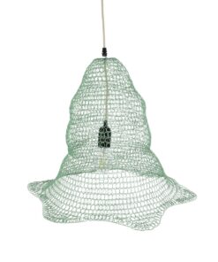 GloboStar® KENTUCKY 01891 Vintage Κρεμαστό Φωτιστικό Πλέγμα Μονόφωτο 1 x E27 IP20 Τιρκουάζ Μέταλλο – Μ50 x Π50 x Υ48cm