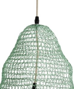 GloboStar® KENTUCKY 01891 Vintage Κρεμαστό Φωτιστικό Πλέγμα Μονόφωτο 1 x E27 IP20 Τιρκουάζ Μέταλλο – Μ50 x Π50 x Υ48cm