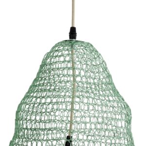 GloboStar® KENTUCKY 01891 Vintage Κρεμαστό Φωτιστικό Πλέγμα Μονόφωτο 1 x E27 IP20 Τιρκουάζ Μέταλλο – Μ50 x Π50 x Υ48cm