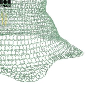 GloboStar® KENTUCKY 01891 Vintage Κρεμαστό Φωτιστικό Πλέγμα Μονόφωτο 1 x E27 IP20 Τιρκουάζ Μέταλλο – Μ50 x Π50 x Υ48cm