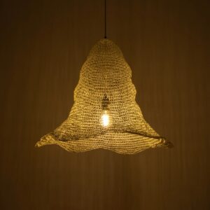 GloboStar® KENTUCKY 01892 Vintage Κρεμαστό Φωτιστικό Πλέγμα Μονόφωτο 1 x E27 IP20 Λευκό Μέταλλο – Μ60 x Π60 x Υ52cm