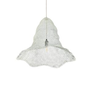 GloboStar® KENTUCKY 01892 Vintage Κρεμαστό Φωτιστικό Πλέγμα Μονόφωτο 1 x E27 IP20 Λευκό Μέταλλο – Μ60 x Π60 x Υ52cm