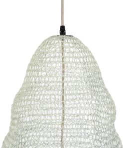 GloboStar® KENTUCKY 01892 Vintage Κρεμαστό Φωτιστικό Πλέγμα Μονόφωτο 1 x E27 IP20 Λευκό Μέταλλο – Μ60 x Π60 x Υ52cm