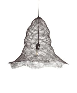 GloboStar® KENTUCKY 01893 Vintage Κρεμαστό Φωτιστικό Πλέγμα Μονόφωτο 1 x E27 IP20 Καφέ Μέταλλο – Μ60 x Π60 x Υ52cm