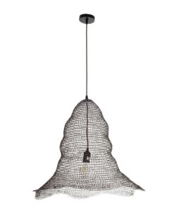 GloboStar® KENTUCKY 01893 Vintage Κρεμαστό Φωτιστικό Πλέγμα Μονόφωτο 1 x E27 IP20 Καφέ Μέταλλο – Μ60 x Π60 x Υ52cm