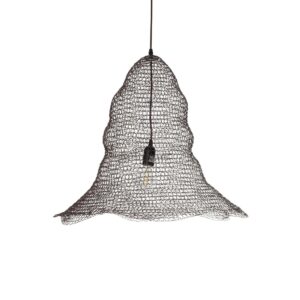 GloboStar® KENTUCKY 01893 Vintage Κρεμαστό Φωτιστικό Πλέγμα Μονόφωτο 1 x E27 IP20 Καφέ Μέταλλο – Μ60 x Π60 x Υ52cm