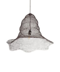 GloboStar® KENTUCKY 01893 Vintage Κρεμαστό Φωτιστικό Πλέγμα Μονόφωτο 1 x E27 IP20 Καφέ Μέταλλο – Μ60 x Π60 x Υ52cm