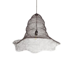 GloboStar® KENTUCKY 01893 Vintage Κρεμαστό Φωτιστικό Πλέγμα Μονόφωτο 1 x E27 IP20 Καφέ Μέταλλο – Μ60 x Π60 x Υ52cm