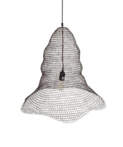 GloboStar® KENTUCKY 01893 Vintage Κρεμαστό Φωτιστικό Πλέγμα Μονόφωτο 1 x E27 IP20 Καφέ Μέταλλο – Μ60 x Π60 x Υ52cm