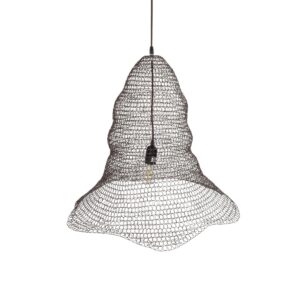 GloboStar® KENTUCKY 01893 Vintage Κρεμαστό Φωτιστικό Πλέγμα Μονόφωτο 1 x E27 IP20 Καφέ Μέταλλο – Μ60 x Π60 x Υ52cm