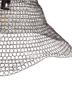 GloboStar® KENTUCKY 01893 Vintage Κρεμαστό Φωτιστικό Πλέγμα Μονόφωτο 1 x E27 IP20 Καφέ Μέταλλο – Μ60 x Π60 x Υ52cm