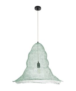 GloboStar® KENTUCKY 01894 Vintage Κρεμαστό Φωτιστικό Πλέγμα Μονόφωτο 1 x E27 IP20 Τιρκουάζ Μέταλλο – Μ60 x Π60 x Υ52cm