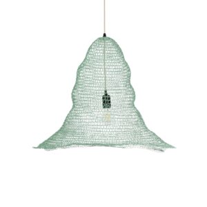 GloboStar® KENTUCKY 01894 Vintage Κρεμαστό Φωτιστικό Πλέγμα Μονόφωτο 1 x E27 IP20 Τιρκουάζ Μέταλλο – Μ60 x Π60 x Υ52cm