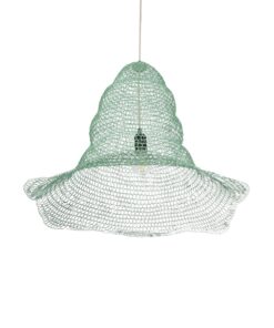 GloboStar® KENTUCKY 01894 Vintage Κρεμαστό Φωτιστικό Πλέγμα Μονόφωτο 1 x E27 IP20 Τιρκουάζ Μέταλλο – Μ60 x Π60 x Υ52cm