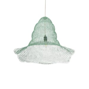 GloboStar® KENTUCKY 01894 Vintage Κρεμαστό Φωτιστικό Πλέγμα Μονόφωτο 1 x E27 IP20 Τιρκουάζ Μέταλλο – Μ60 x Π60 x Υ52cm