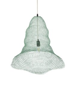 GloboStar® KENTUCKY 01894 Vintage Κρεμαστό Φωτιστικό Πλέγμα Μονόφωτο 1 x E27 IP20 Τιρκουάζ Μέταλλο – Μ60 x Π60 x Υ52cm